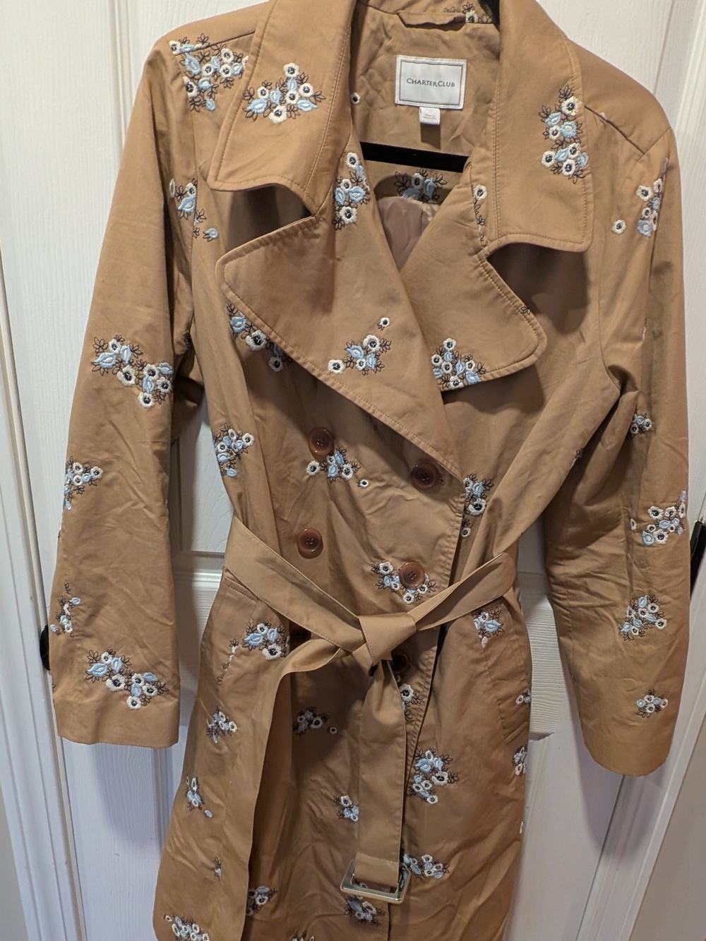 Charter Club Trench Coat Lavender Fields Size PXL
